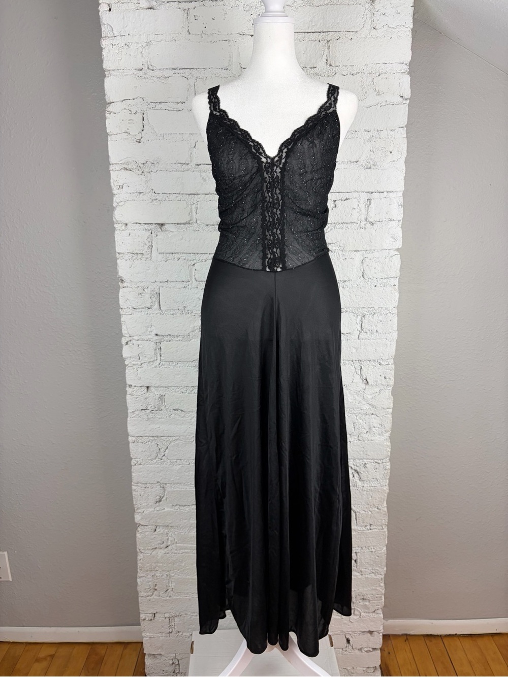 Glydons Hollywood Vintage Black Slip Maxi Dress 60s 70s Petite Size